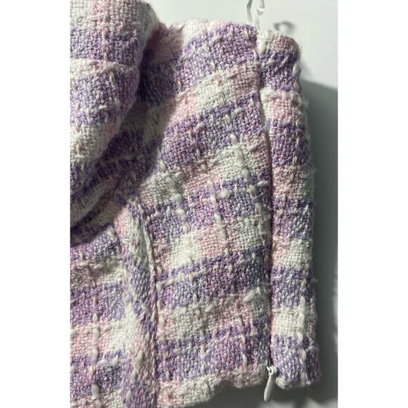ZARA Fuzzy Purple Textured Plaid BRALETTE Lilac Knit  Size M BNWT Rare/Retired - Picture 2 of 6
